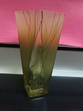 Badash Hand made Crystal Vase  Green 8 Inch